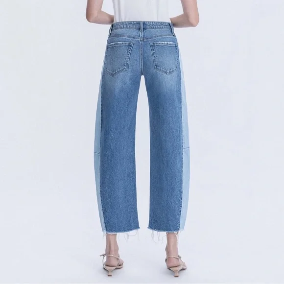 Flying Monkey High Rise Two Tone Barrel Leg Jeans - Picture 8 of 9